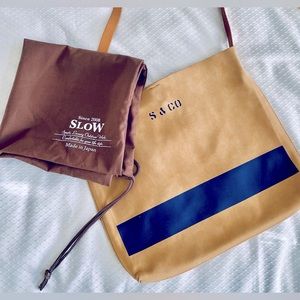 Brand New SLOW Soft luxury suede shoulder /crossover bag with leather strap